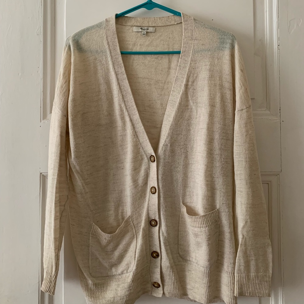 madewell tan heather cardigan!